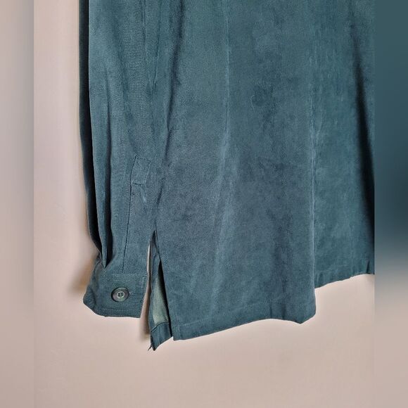 Vintage Classic Elements Stretch Chore Shirt Jacket Faux Suede Green Medium - Picture 12 of 13